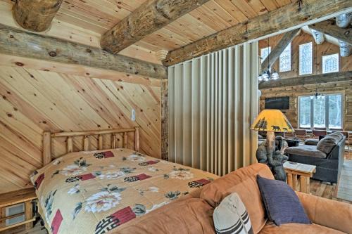 Tustin Casa | Custom Log Cabin with Deck and 45 Acres By Pine River!