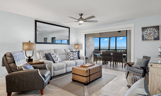 Beachview Country Club Estates Condominio | Discover unparalleled luxury in this newly designed Gulf-front condo on Sanibel Island.