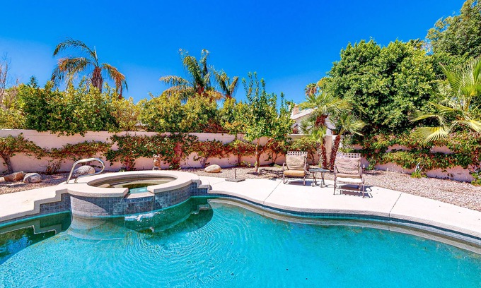 Cathedral City Casa | Dog-friendly home with private pool & spa, outdoor kitchen area