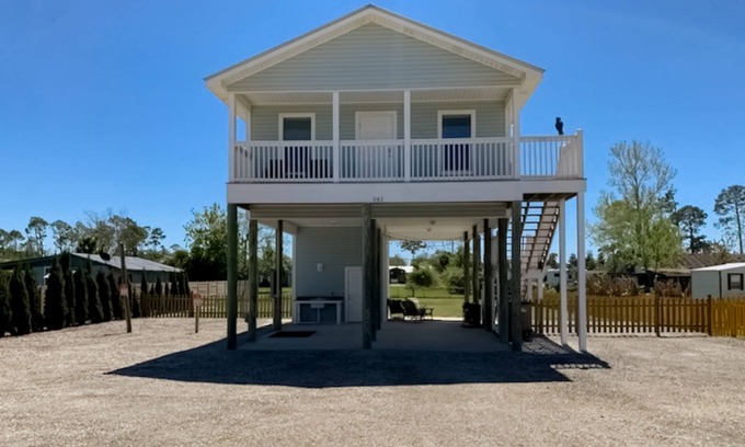Port St. Joe Casa | Dog-friendly home blocks from the beach with patio, balcony, & outdoor shower