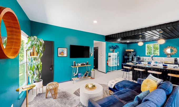 Joshua Tree Casa | Dog-friendly home near Joshua Tree NP with Cowboy pool, mountain view, firepit