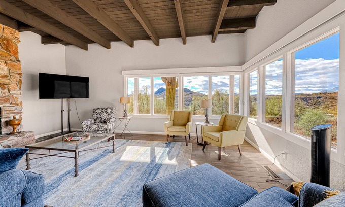Cave Creek Casa | Dog-friendly mountain-view home with private pool, outdoor lounging & W/D