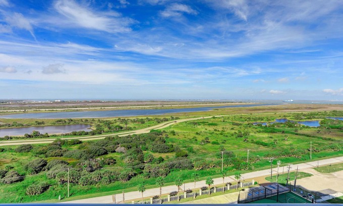 Galveston Condominio | Palisade Palms 12th Floor Bay Views - Large Dogs Ok!