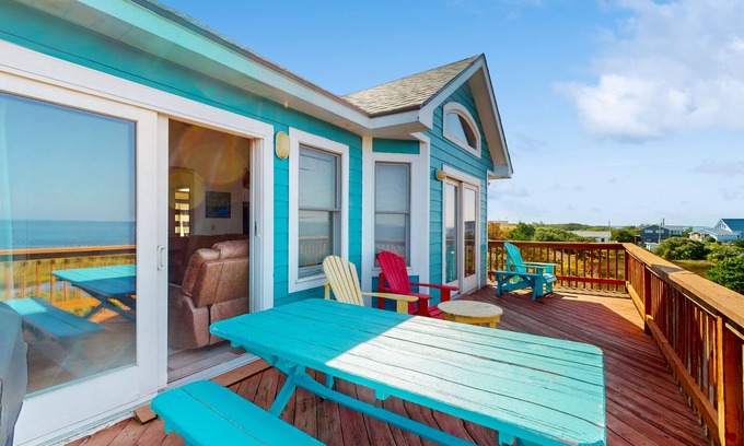 Buxton Casa | Dog-friendly, sound-front home with 2 sundecks, fireplace, & private hot tub