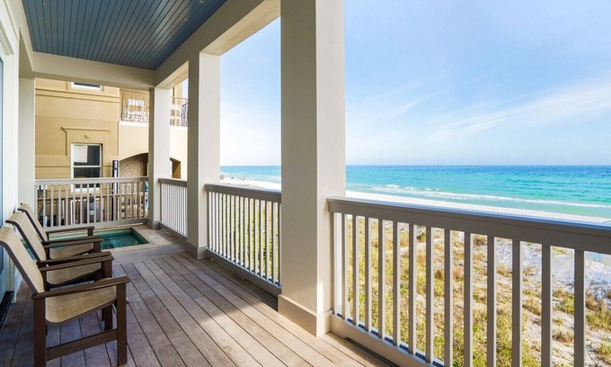 Delos Casa | DUNE SANDY: NEW, Just Finished! Gulf Front Villa with Private Pool, Sonos, Beach Service, SUP