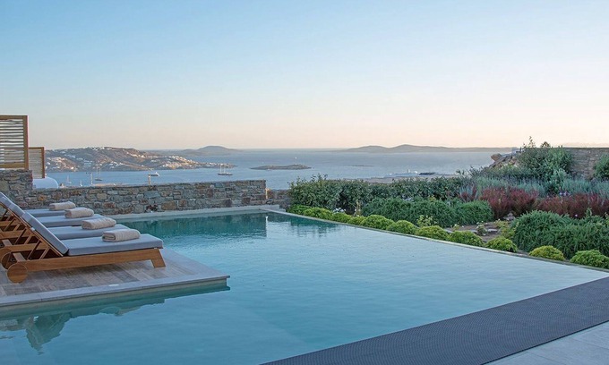 Tourlos Villa | Endearing Mykonos Villa | Villa Riddle | 5 Bedrooms | Breathtaking Sea Views | Spacious Furnished Sun Terrace | Private Outdoor Pool | BBQ Facilities | Shaded Outdoor Dining Area | Private Gym | Agia Sofia, Tourlos Aside