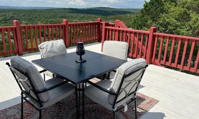 Oatmeal Casa | Entire 2br 2ba hilltop view home Sleeps 8 pets 4 acres Jacuzzi Central AC Kingbeds Office Free WiFi Parking Full Kitchen Refrigerator Washer Dryer Furnished Three 3 Large Sunset Dining Patios Grill Stovetop Oven Hiking Wildlife Firepit Quiet very Secluded