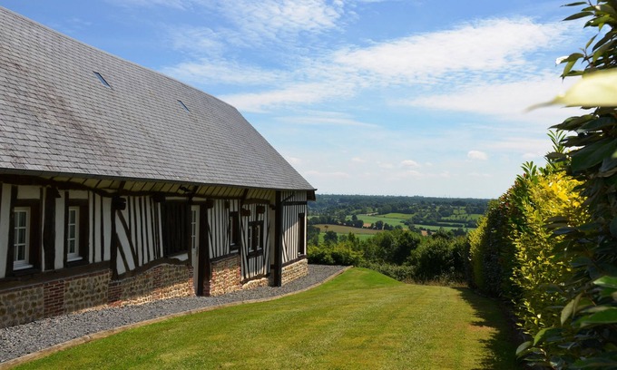 Les Authieux-sur-Calonne Cabaña | Antiguo granero normando restaurado con vista panorámica y gran parque