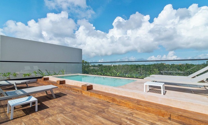 Ek Balam Village Apartamento | Kaybe Departamento en Planta Baja con Jardín, Alberca y Jacuzzi en Tulum