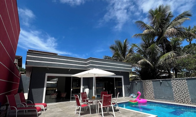 Caraguatatuba Casa | Casa Cerrada Condominio, Frente a la playa, Wifi, Piscina, Barbacoa, Cervecería
