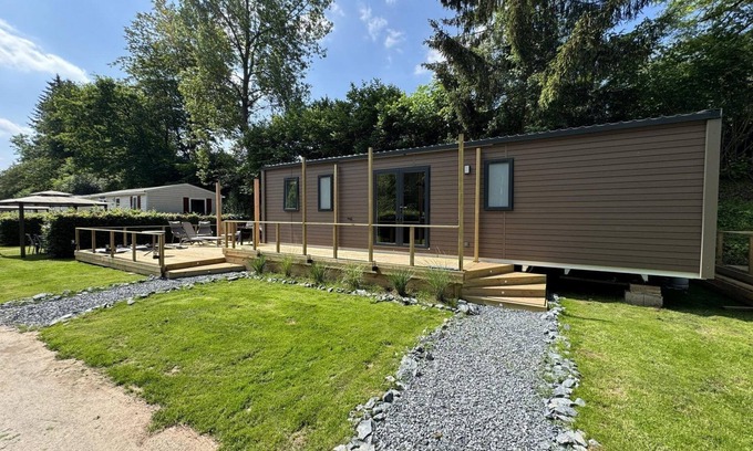 Luxembourg Ardennes Casa | Experience luxury in Clervaux mobile home at Resort Walsdorf, 8 guests, 2 bathrooms, terrace, nature nearby.