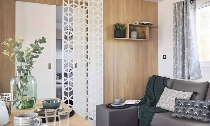 Cordelle Casa | Flower Camping de Mars **** - Mobile home 35m2 Premium / 3 bedrooms + TV + LV + Clim + Terrace covered 6 people