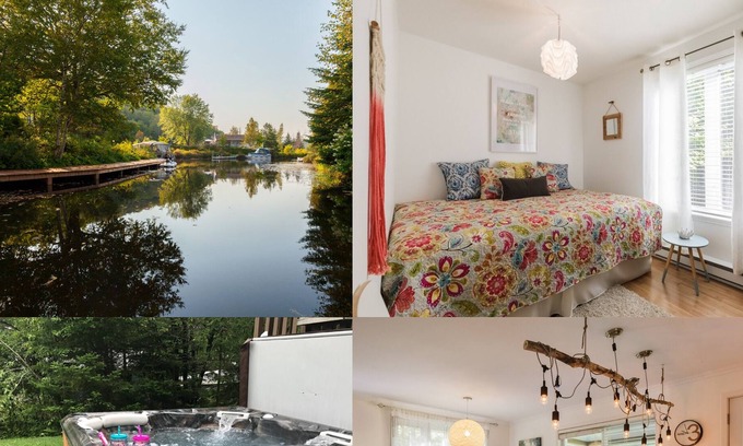 Saint-Raymond Cabaña | Cottage familiar y amigable junto al agua * jacuzzi * chimenea * 40 min. La ciudad de Quebec