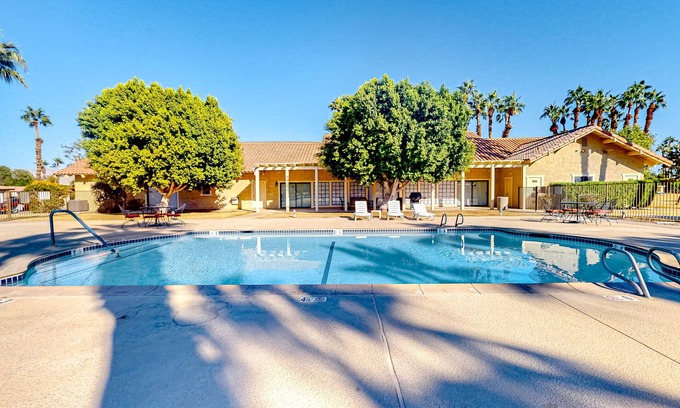 Palm Desert Casa | Gated community home with 2 pools, hot tubs, private patio, AC, & W/D