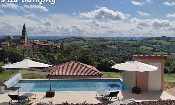 Saint-Victor-et-Melvieu Cabaña | GITE ALL COMFORT NEAR MILLAU / ROQUEFORT PANORAMIC VIEW HEATED SWIMMING POOL