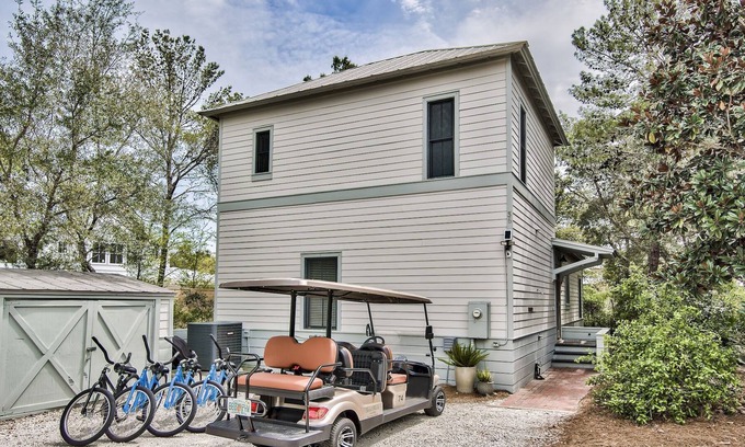 Seacrest Casa | Golf Cart! 300 FT to Seasonally Heated Pool! 4 Bikes! Walk to the Beach! Footprints in the Sand 30A