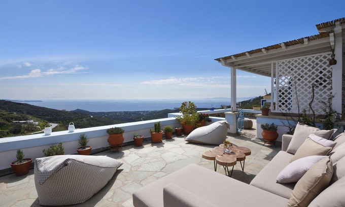 Tinos Villa | Gran Villa Tinos | Villa Pano Spiti | Vista al mar | Triantaros