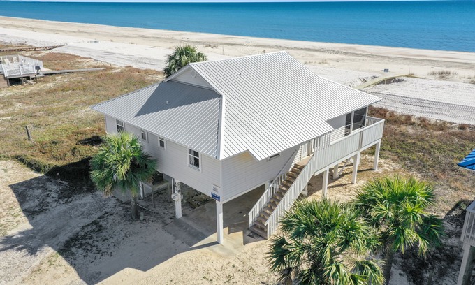Port St. Joe Casa | Frente del golfo, nivel único, porche cubierto ~ Fin de la carretera