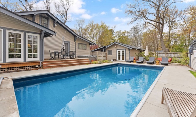 Saugatuck Casa | Heated pool and steps from downtown Saugatuck! Family-friendly retreat