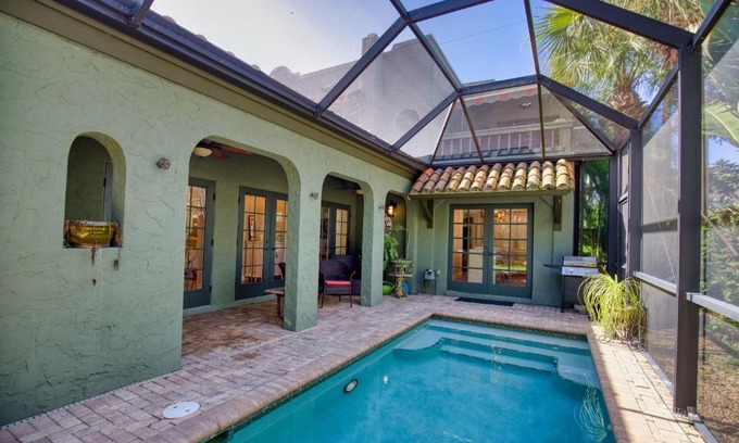 Sarasota Casa | Heated Saltwater Pool, Breathtaking outdoor terraces, beautiful landscaping- Villa Serene Escape