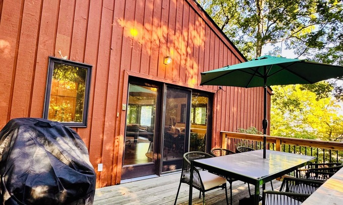 Grand Beach Casa | Hilltop Hideaway is a mid-century modern home 1 block from Lake Michigan