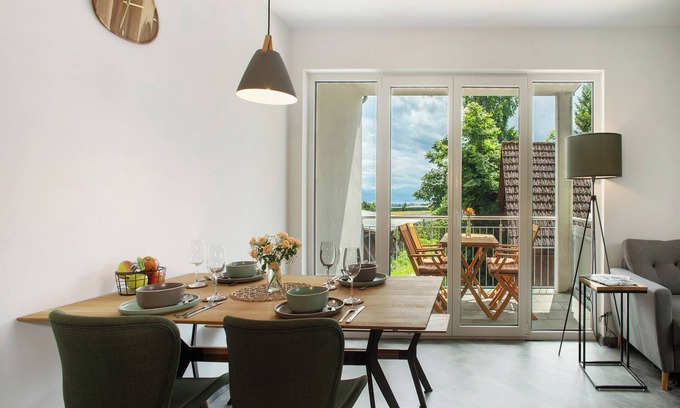 Waggershausen Apartamento | Apartamento vacacional "Waldruhe Hof Schütterle" con vistas al lago, jardín compartido y Wi-Fi
