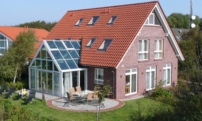 Spiekeroog Casa | Casa de vacaciones 'Haus Admiral Wintergarten' con terraza privada, jardín privado y Wi-Fi