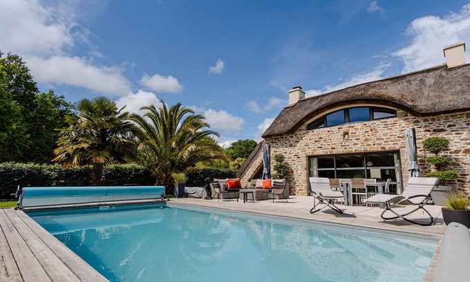 Baden Casa | Casa de vacaciones 'Histoire D'eau - Chaumière' con piscina privada, terraza privada y Wi-Fi