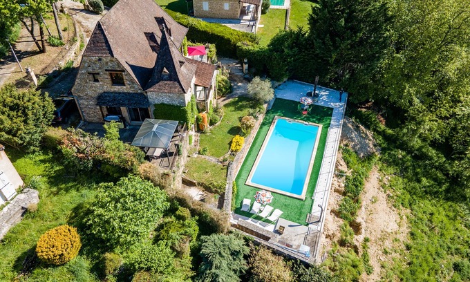 Saint-Cyprien Casa | Casa de vacaciones 'Le Pigeonnier De Sinzelle' con piscina privada, terraza privada y Wi-Fi