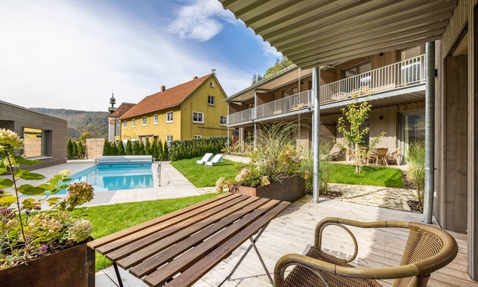 Beuron Casa | Casa de vacaciones 'Lupus 2' con vistas a la montaña, terraza privada y Wi-Fi