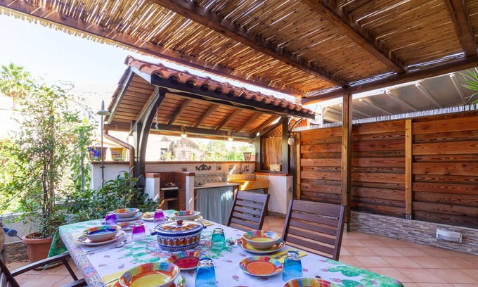 Castelluzzo Casa | Casa de vacaciones San Vito Lo Capo Castelluzzo con terraza cubierta