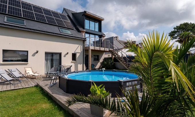 Saint-Philibert Casa | Casa de vacaciones 'Villa Clémarine' con piscina privada, terraza privada y Wi-Fi