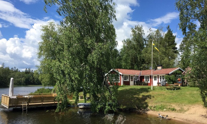 Tingsryd Municipality Casa | Casa de vacaciones con vista panorámica incl. Barco y sauna directamente en el lago Hyllen