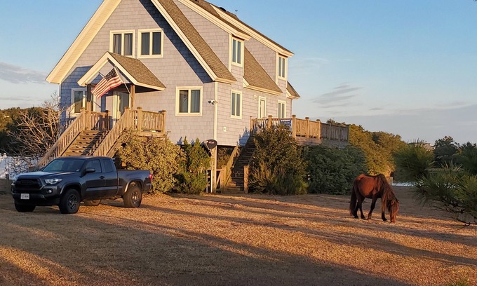 Carova Beach Casa | Horse Haven - Carova 4x4 Beach - Canal/Water Front - Pool & HotTub - Private Lot