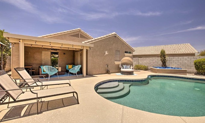 Canyon Trails Casa | Hot Tub Chic Goodyear Desert Beach House
