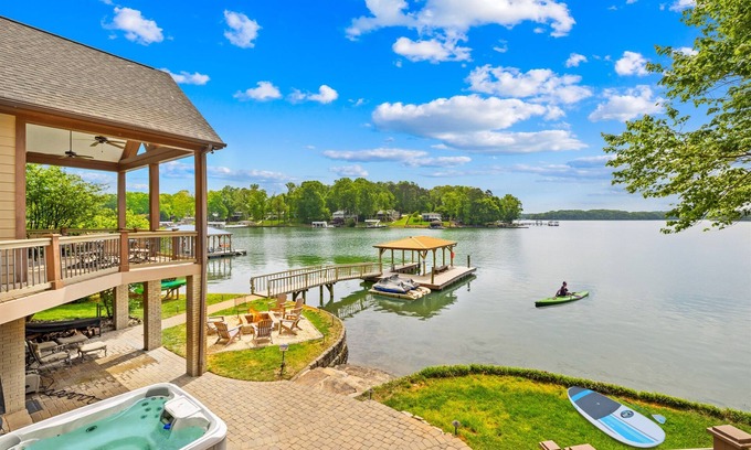 Troutman Casa | Hot Tub, Game Room, Lakefront, Kayaks & Spacious!