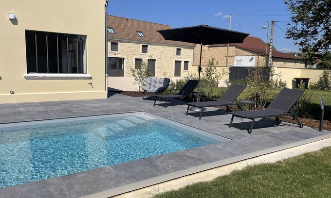 Bligny-les-Beaune Casa | Casa-Exclusivo-Baño en la habitacion-Vista a la Piscina
