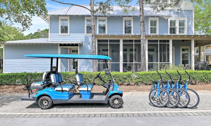 Watercolor Casa | ¡4 bicicletas incluidas con cada estadía! 3 habitaciones King! ¡Carro de golf de 6 plazas! Chic costero en acuarela