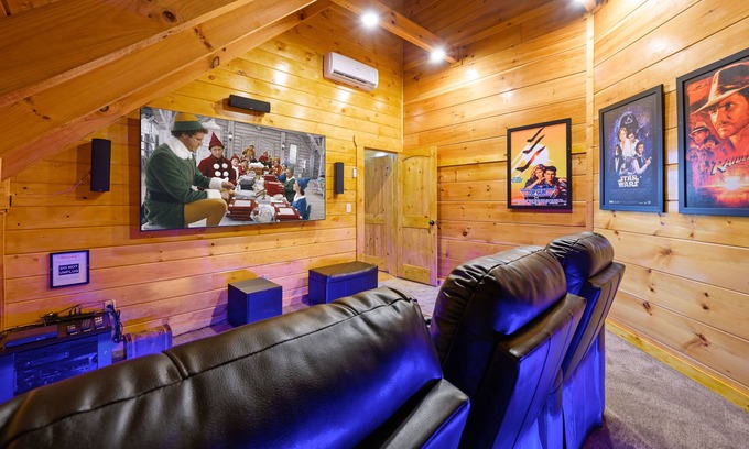 Sevierville Cabina | HUGE THEATER with Stadium Seating, Resort Pool, Hot Tub, Pool Table, Views