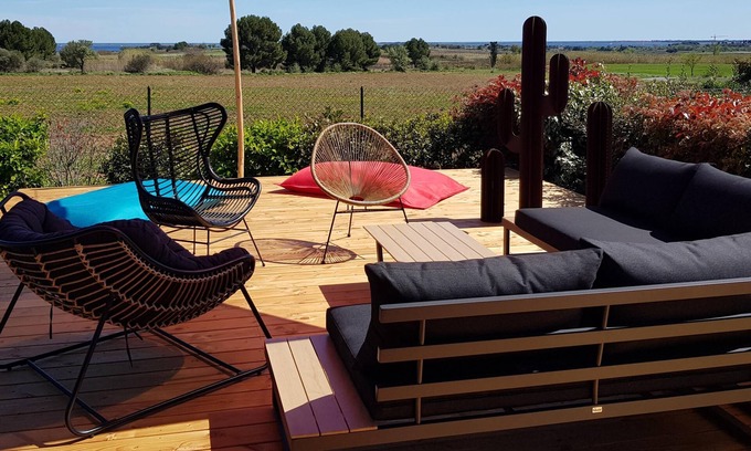 Pomerols Chalet De Esquí | En el corazón de un viñedo, bonita casa de campo con el mar y con vistas al lago Thau