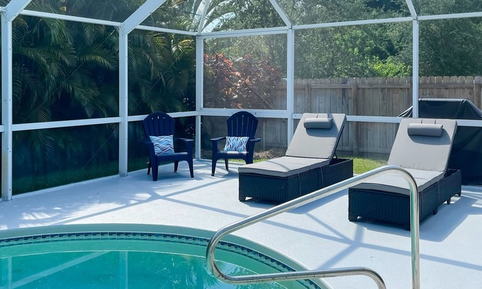 Sebastian Highlands Casa | Inviting home with yard, private pool, full kitchen, central AC, & W/D