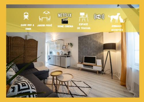 Rueil-Malmaison Apartamento | Joséphine Cosy - Centre Ville-Pets friendly - Home cinema Netflix - Jardin Privé