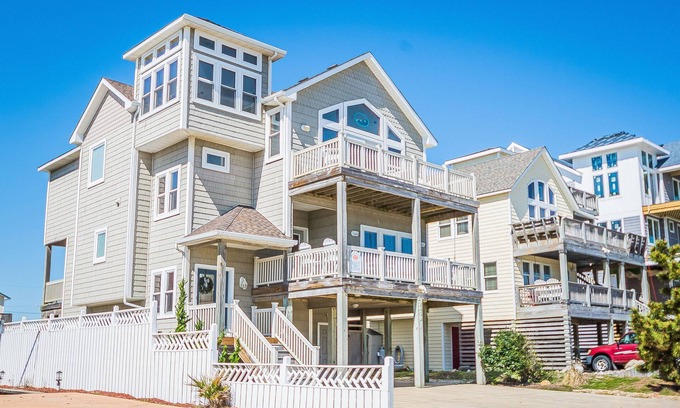 Colington Casa | K1421 Acqua. Ocean Views; Semi-Oceanfront; Elevator; Private Pool; Rec Room!