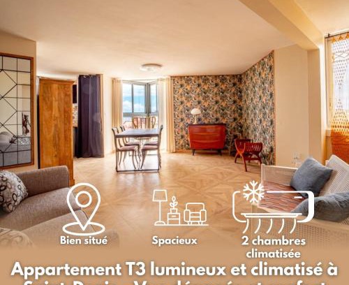 Saint-Denis Apartamento | L'Anaxa, rénové, 2 chambres climatisées, centrale