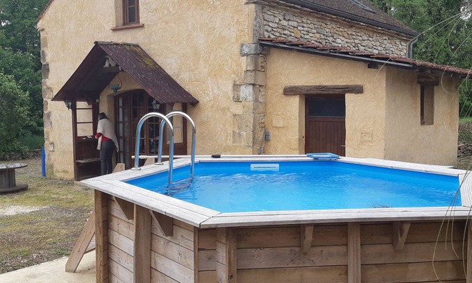 Saint-Andre-dAllas Cabaña | El Jaquatte, 6 pers, terreno, piscina privada, Wifi, ANCV. Loc de Sat a Sat