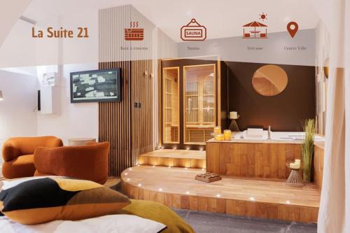 Centre-ville Apartamento | La suite du 21 - jacuzzi - sauna - centre ville