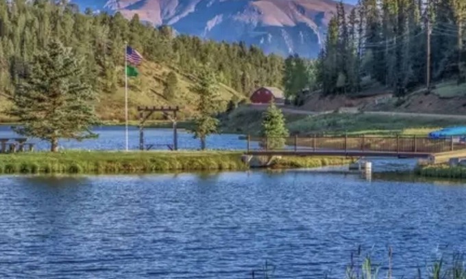 Spring Valley Casa | Lake front property, Pikes Peak view from living room, hot tub