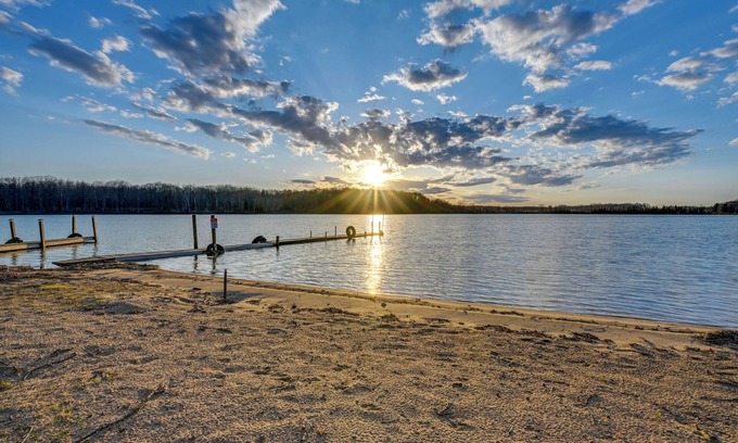Lake Casa | Lake Home w/ Dock + Fire Pit: Steps to Sandy Beach