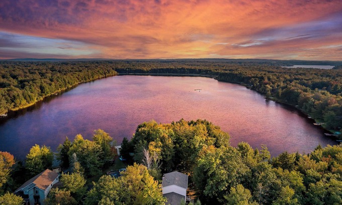 Pocono Summit Casa | Lakefront Escape with Hot Tub, Sauna & Game Room