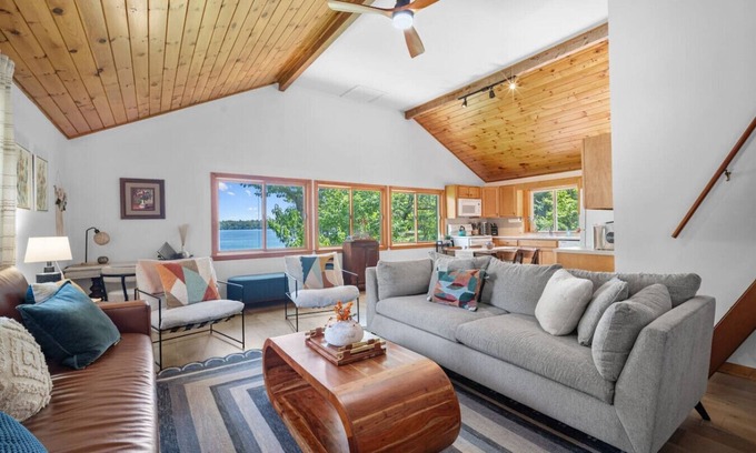 Farmington Casa | Lakefront Home w/ Private Beach & Stunning Views